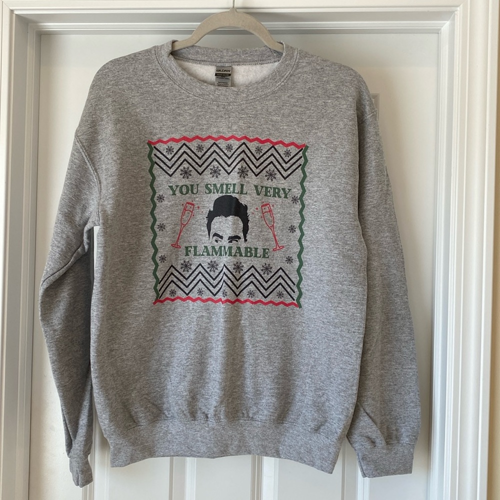 Gildan David Rose Schitt's‎ Creek Sweatshirt - Small - Gray